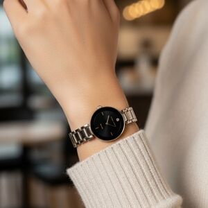 Silver and Black Watch